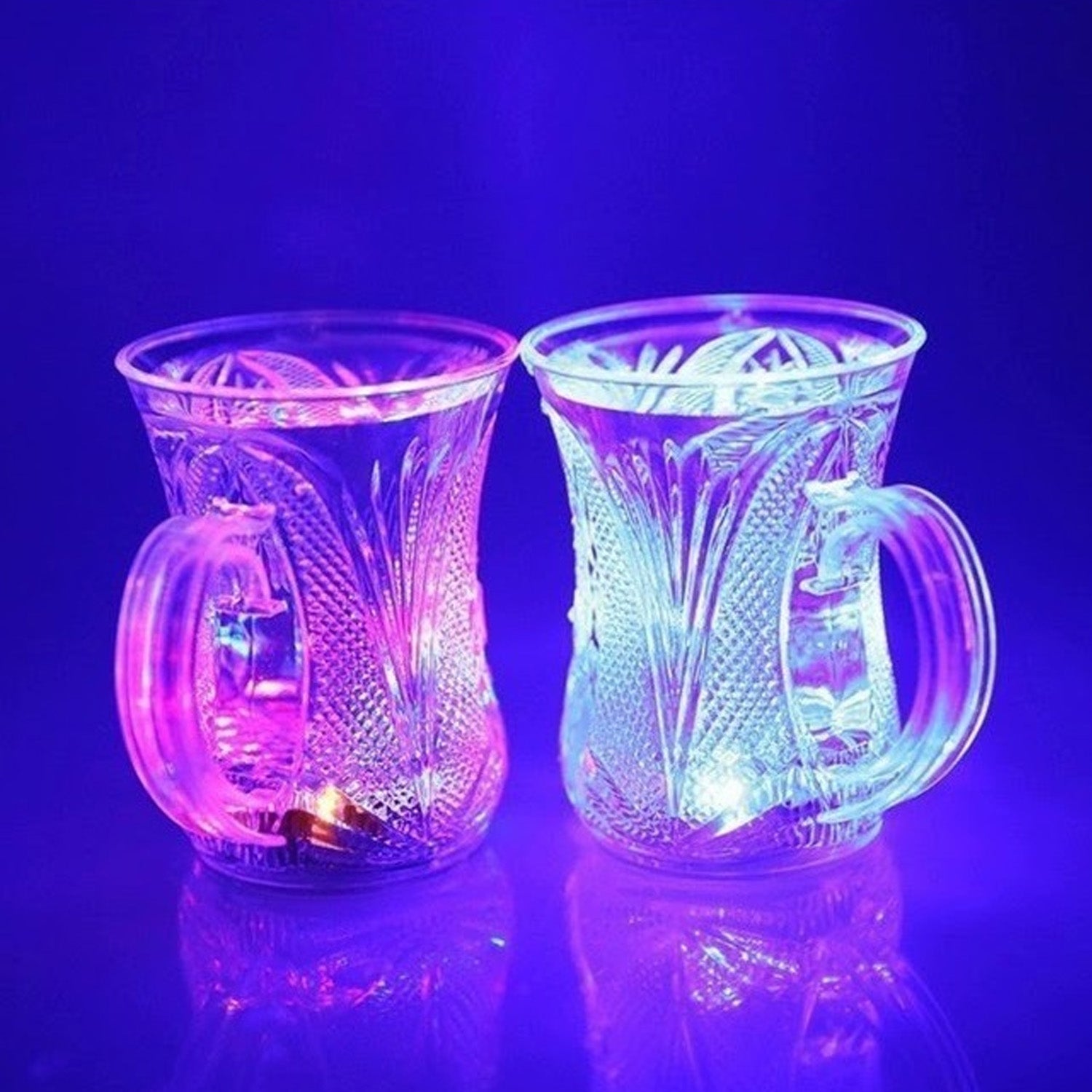 Flashing Cup LED Water Sensor Light up Cup with Handle for Home Kitchen Fun Lumi - 4727_water_senso_light_cup_2pc