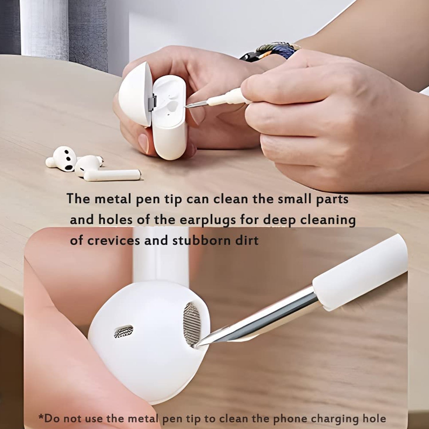 3 In 1 Earbuds Cleaning Pen For Cleaning Of Ear Buds And Ear Phones Easily Witho - 6188_3in1_earbuds_cleaning_pen