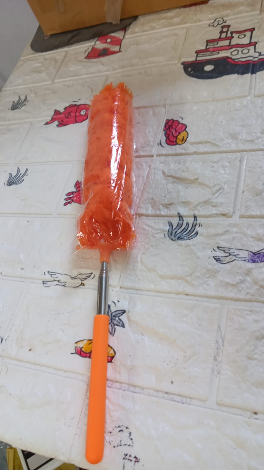 Adjustable Long Handle, Microfiber Duster for Cleaning, Microfiber Hand Duster W - 4382_adjustable_microfiber_duster_orange