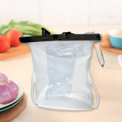 Reusable Silicone Food Storage Bag Set Leakproof Lock Reusable Flat Bottom Freez - 5575_small_silicone_food_storage_bag