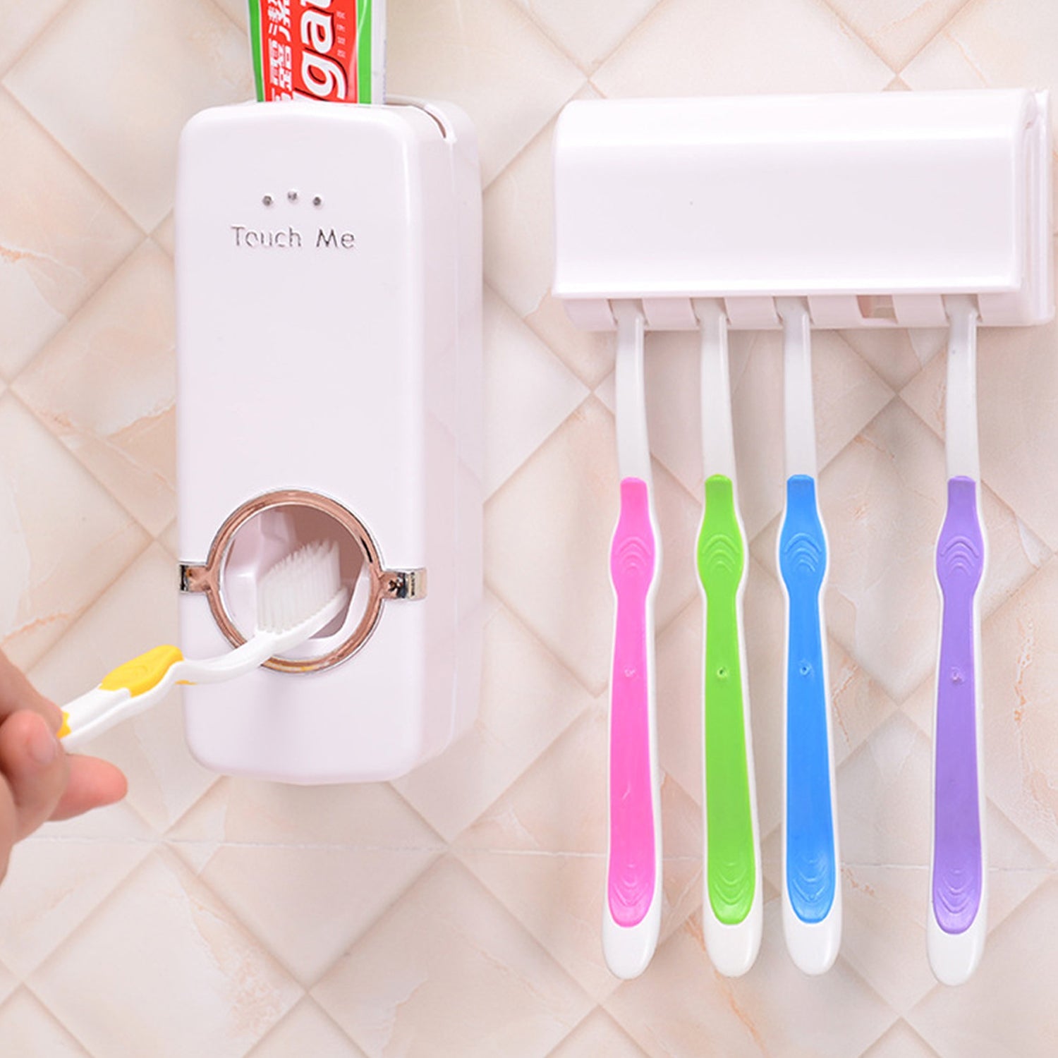 Toothpaste Dispenser & Tooth Brush Holder - 0174_tooth_dispenser