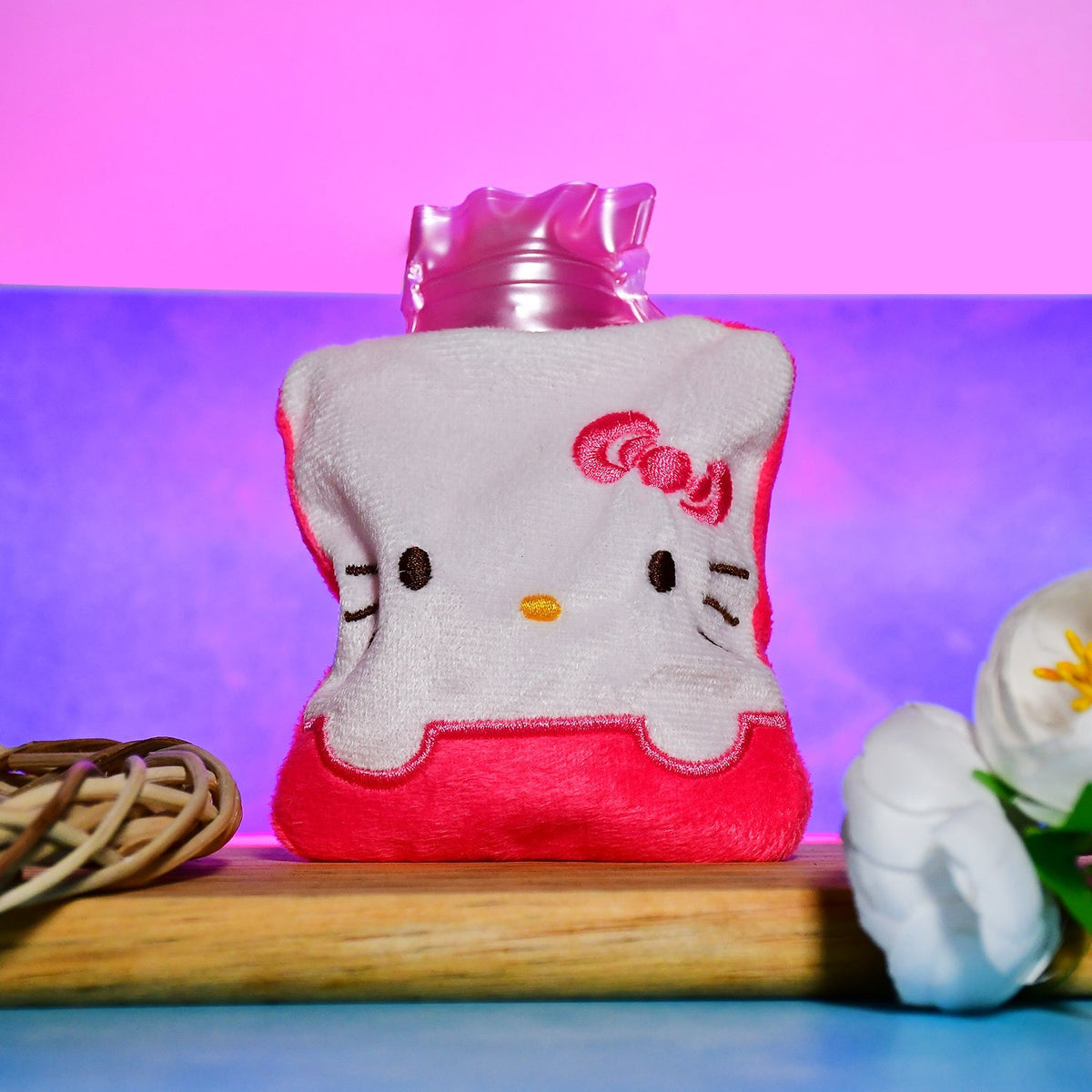 Pink Hello Kitty Small Hot Water Bag with Cover for Pain Relief - 6520_chb_pnk_hellokitty_hotbag