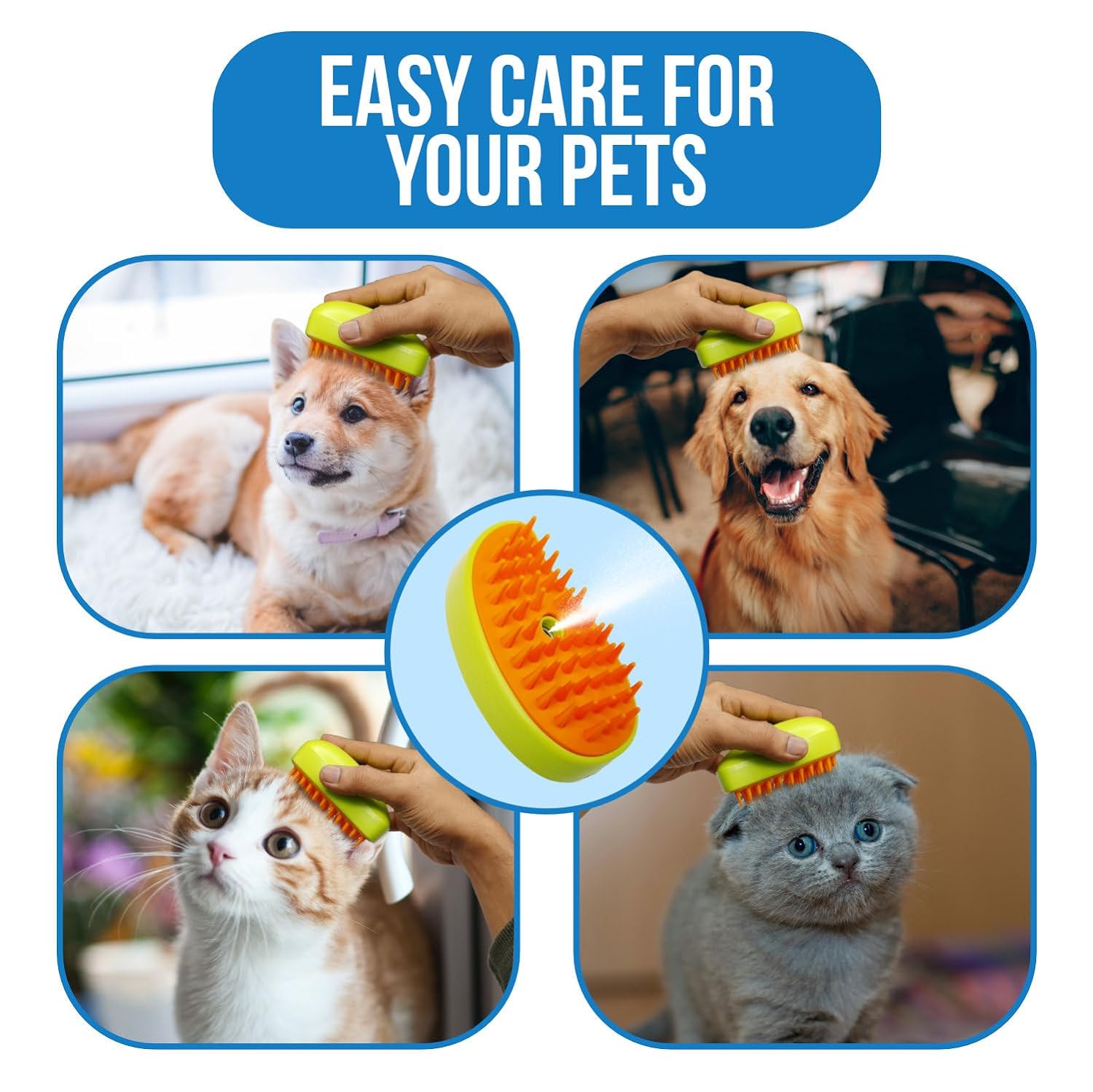 3 In1 Cat Steamy Brush, Self Cleaning Steam Cat Brush Cat Steamer Brush for Mass - 12918_3in1_steam_pet_brush