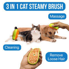 3 In1 Cat Steamy Brush, Self Cleaning Steam Cat Brush Cat Steamer Brush for Mass - 12918_3in1_steam_pet_brush