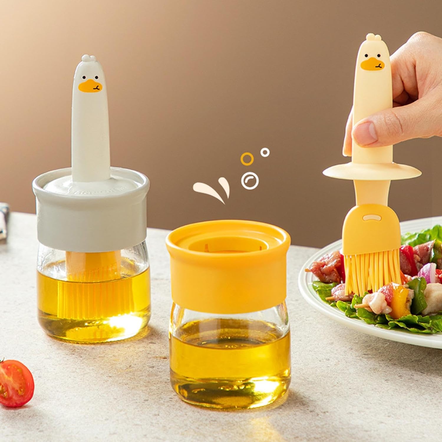 2 in 1 Oil Dispenser Bottle with Silicone Basting Brush (1 Set) - 10107_2in1_oil_dispenser_bottle_n_brush