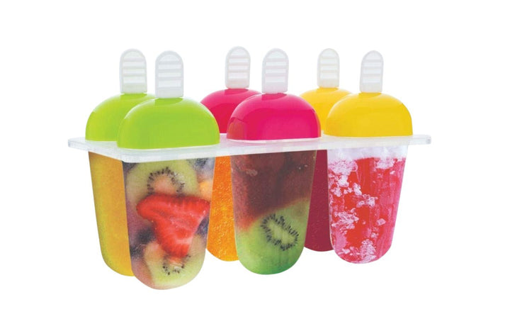 6 Pcs Multicolor Polypropylene Ice Mold, Kulfi Maker / Stick / Cream / Candy Color Assorted