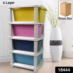 4-Layer Plastic Drawer Storage Organizer, Multi-Purpose Cabinet (1 Pc) - 18444_plastic_multi_4_layer_drawer