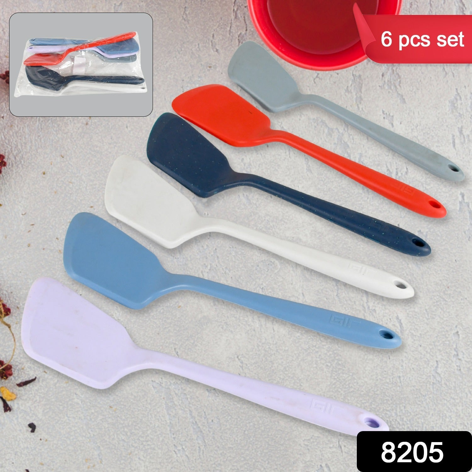 Multipurpose Silicone Spoon, Silicone Basting Spoon Non-Stick Kitchen Utensils H - 8205_silicone_cooking_spoon_6pc_no65