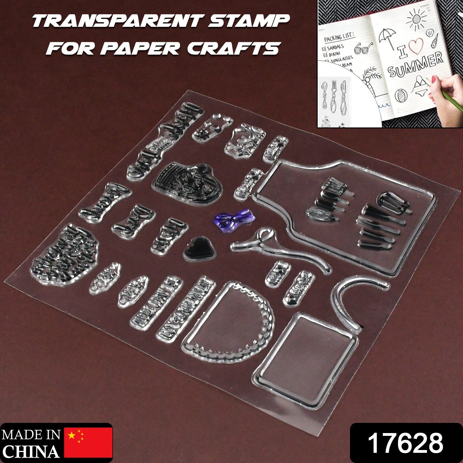 Reusable Rubber Stamp, TPR Stamp DIY Accessories Good Stamping Effect DIY Transp - 17625_paper_craft_rubber_stamp_no13