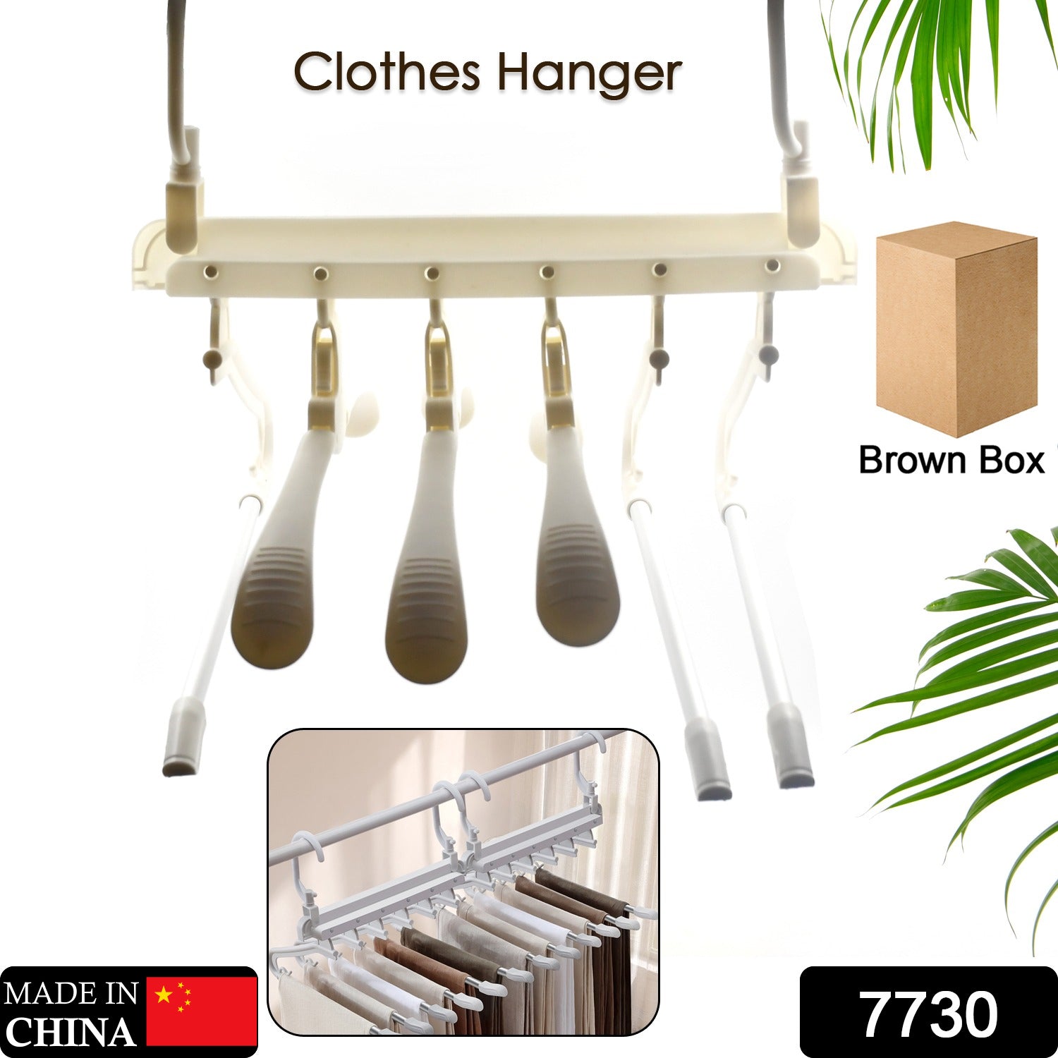 6-in-1 stainless steel clothes hanger, multi-layer, space-saving rack for trousers and scarves.