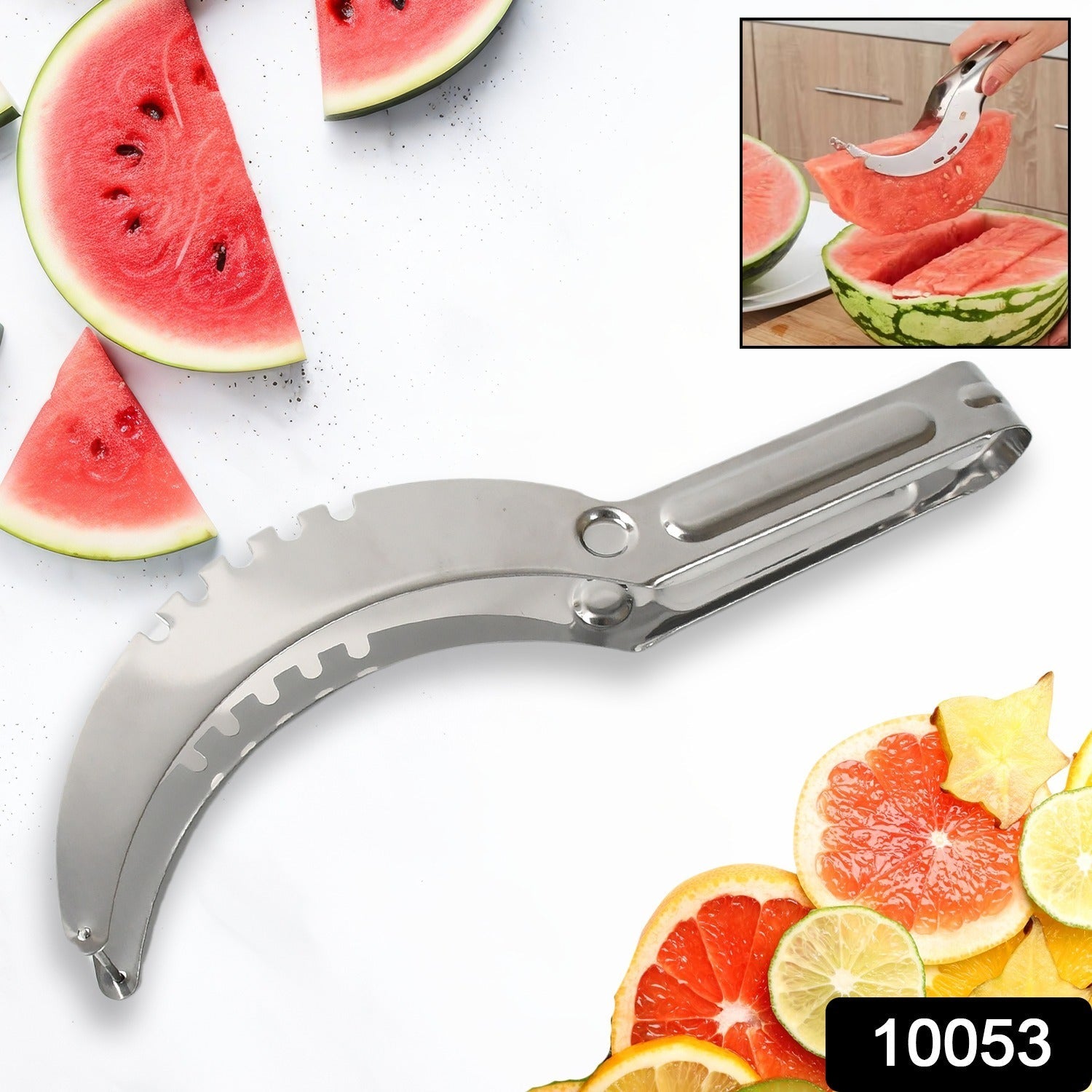 3in1 Stainless Steel Watermelon Cantaloupe Slicer Knife, Corer Fruit, Vegetable  - 10053_ss_watermelon_cutter_slicer