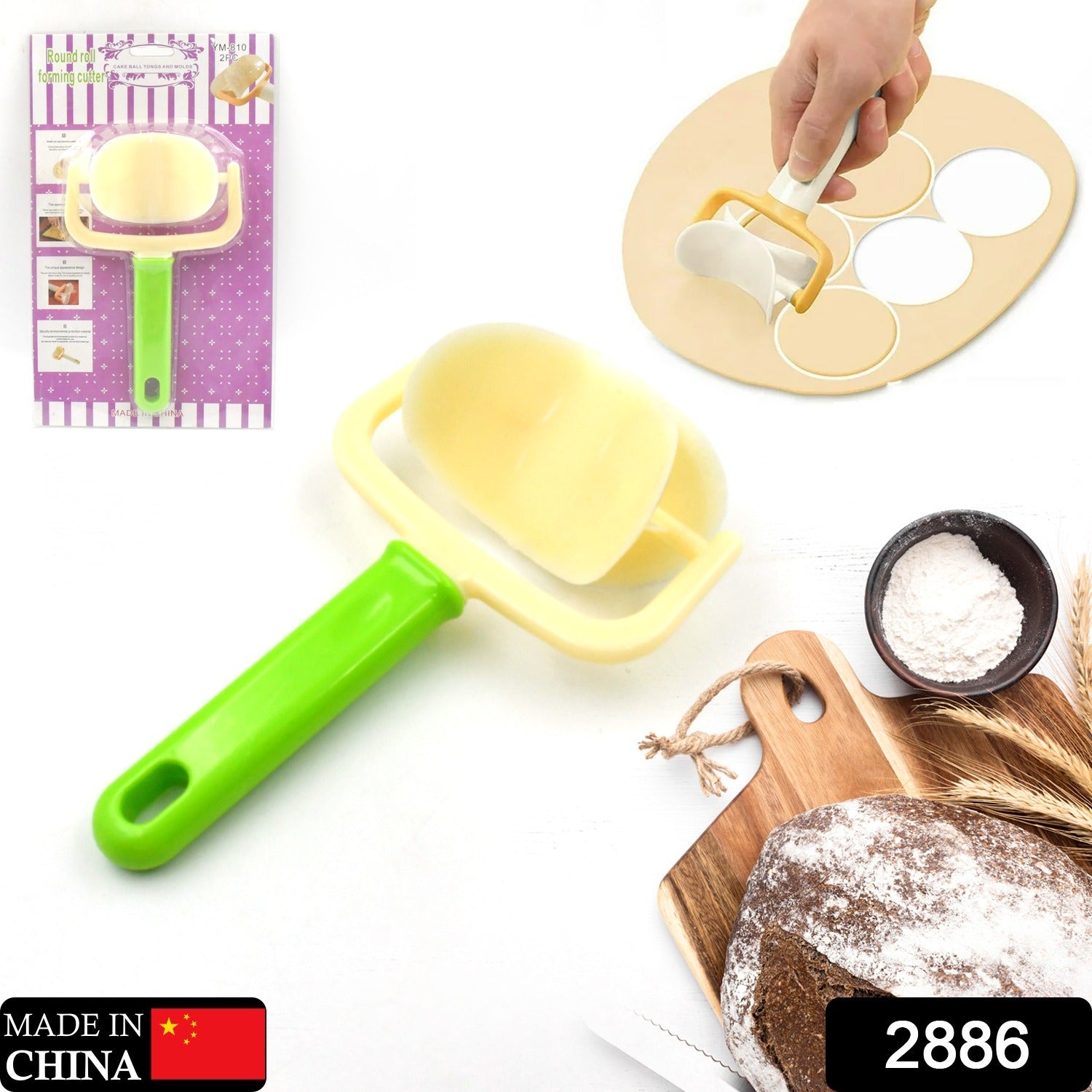 Plastic Round Roll Forming Cutter Cake Ball Tongs and Molds, Puri Cutter, Roller - 2886_plastic_puri_cutter_roller