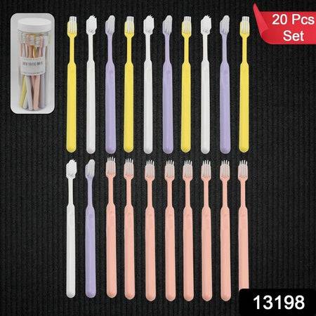 Plastic Toothbrush With Plastic Round Box (20 Pcs Set) - Superior eMart