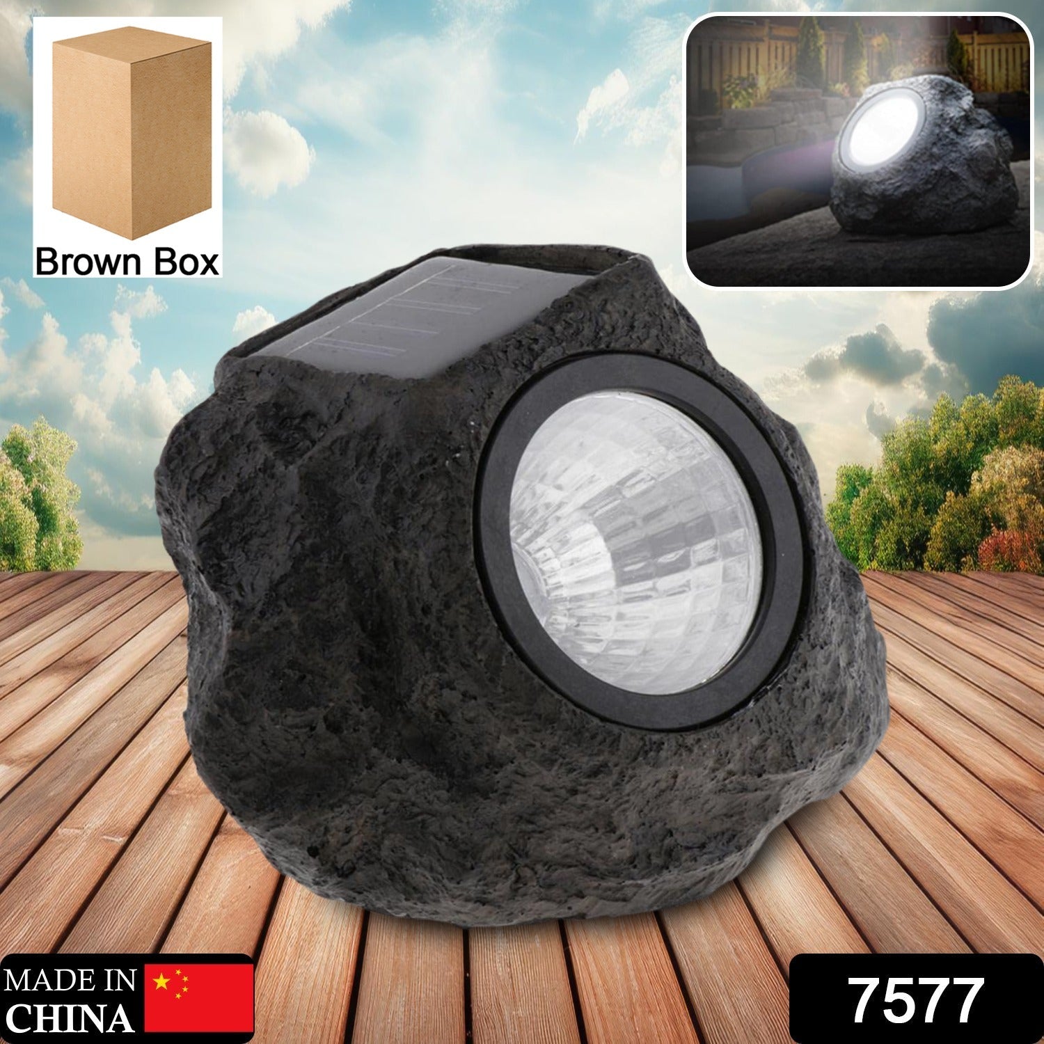 Solar Powered LED Rock Light Solar Powered LED Spotlight Faux Stone for Pathway  - 7577_led_solar_light_1pc