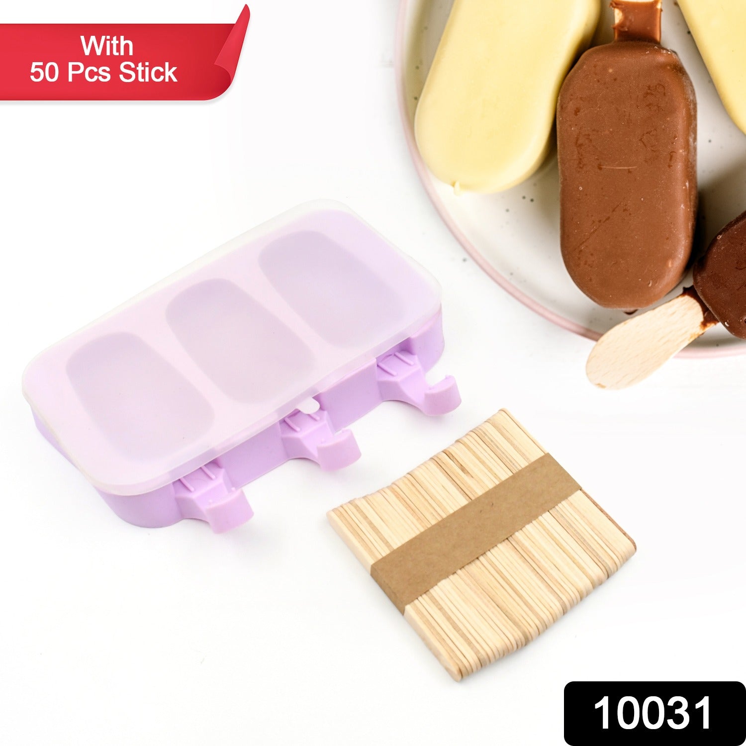 Silicone Popsicle Molds, Ice Pop Maker Molds with Lids and Sticks for Kids DIY H - 10031_sili_popsicle_mold_n_50_sticks