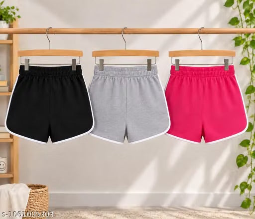 Girls Multicolour Shorts Pack of 3 | Girls SIDEPANEL Shorts