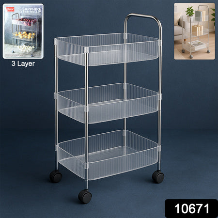 3-layer Multipurpose Storage Trolley With Wheels