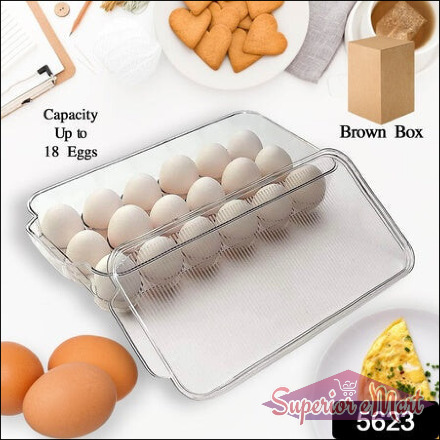 8 Cavity Egg Storage Box | Egg Trays For Refrigerator With Lid 1 Pc - Superior eMart
