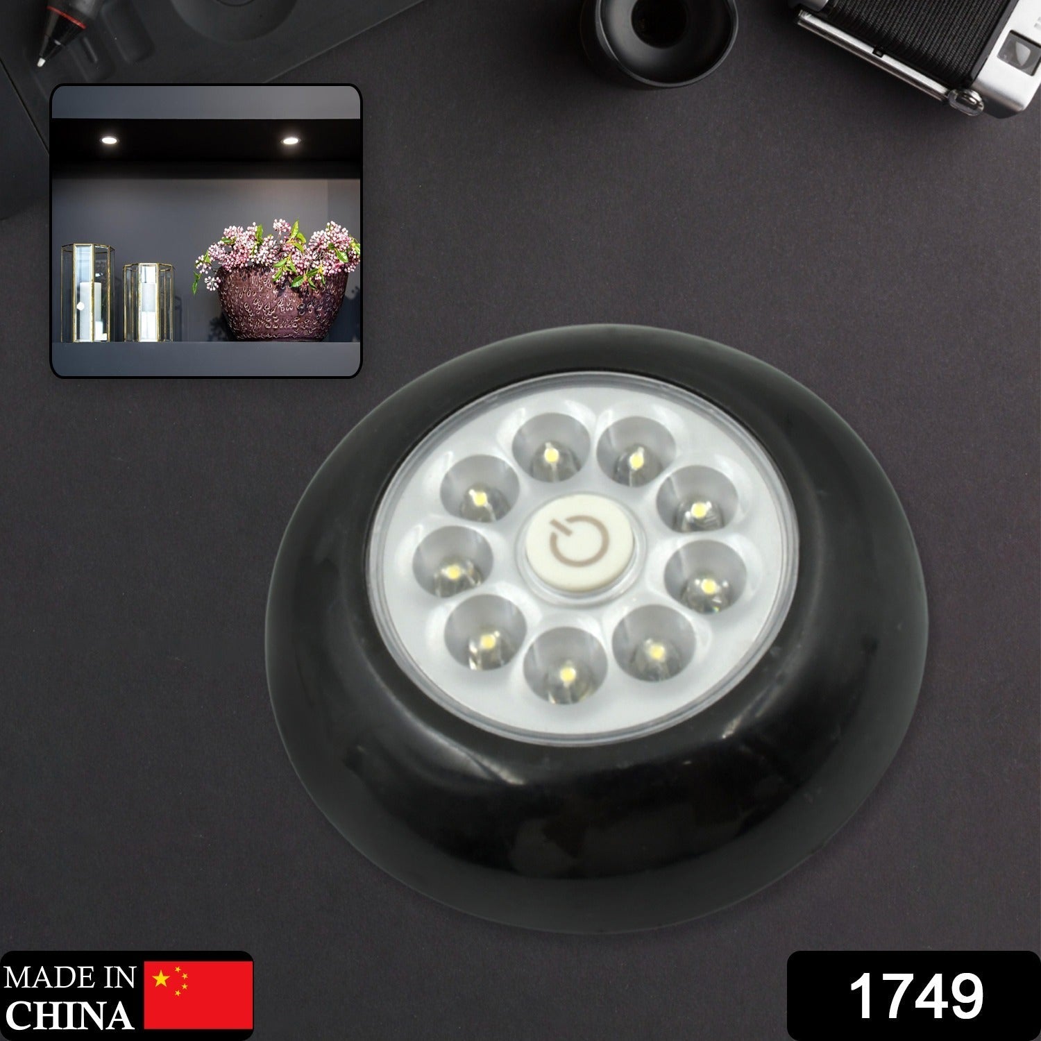 9 LED Touch Light Closet Light Battery Powered Stick-on Anywhere Puck Lights wit - 1749_9led_stick_touch_lamp