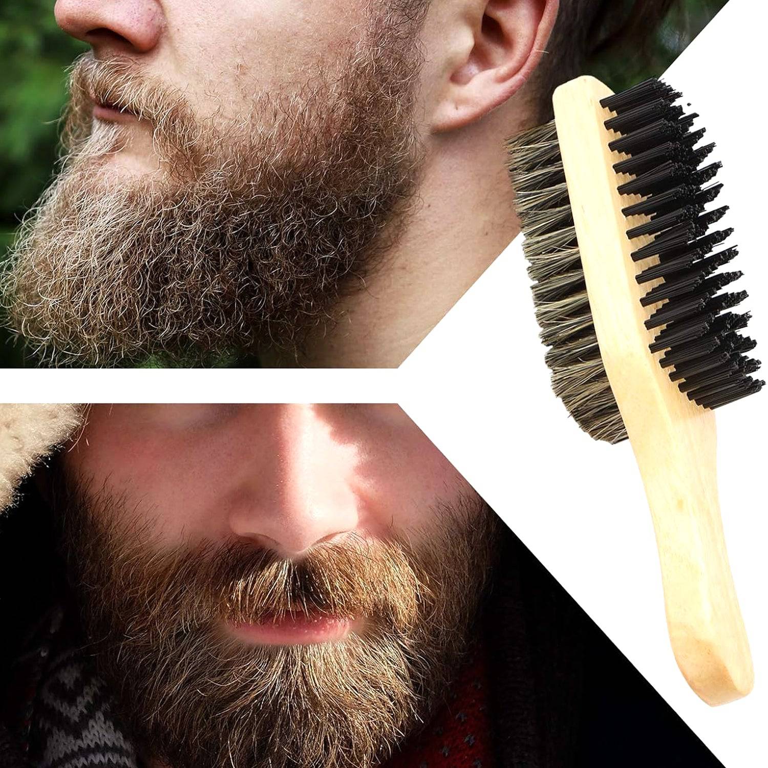 2 In 1 Dual Side Hair Bristle Beard Brush For Men Beard Comb (1 Pc) - Superior eMart