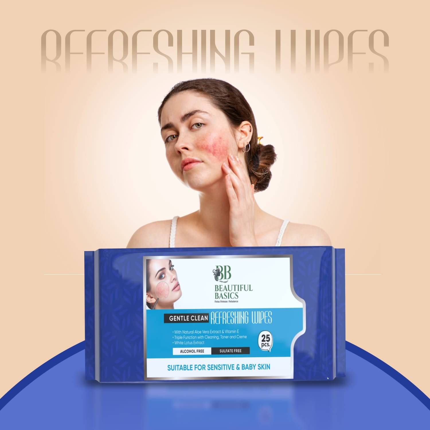 Beautiful Basics Dry  Sensitive Skin Face Wipes (2 Pkts X 50 Pcs Wipes) - Superior eMart