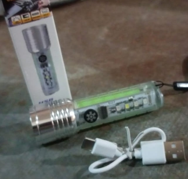 Pattern Flashlight USB Flashlight Rechargeable LED Torch Light (1 Pc) - 9547_mini_cob_led_flashlight_1pc