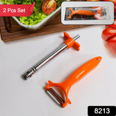 2 in 1 Kitchen Combo Lighter, Stainless Steel Durable Gas Lighter with Vegetable - 8213_gas_lighter_n_peeler_2pc