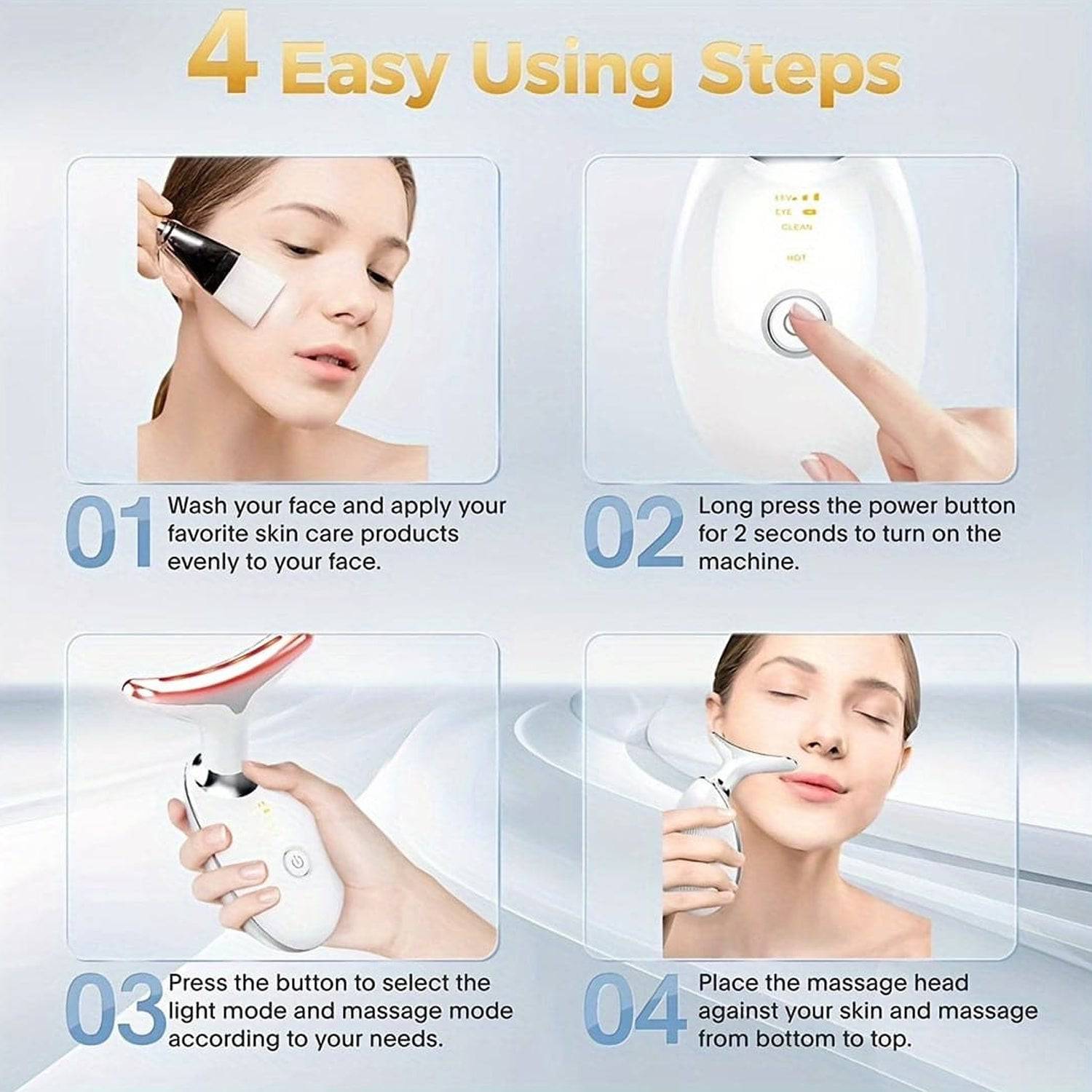 Electric Face Massager Wrinkle Remover Led Photon Face Beauty Device (1 Pc) - Superior eMart