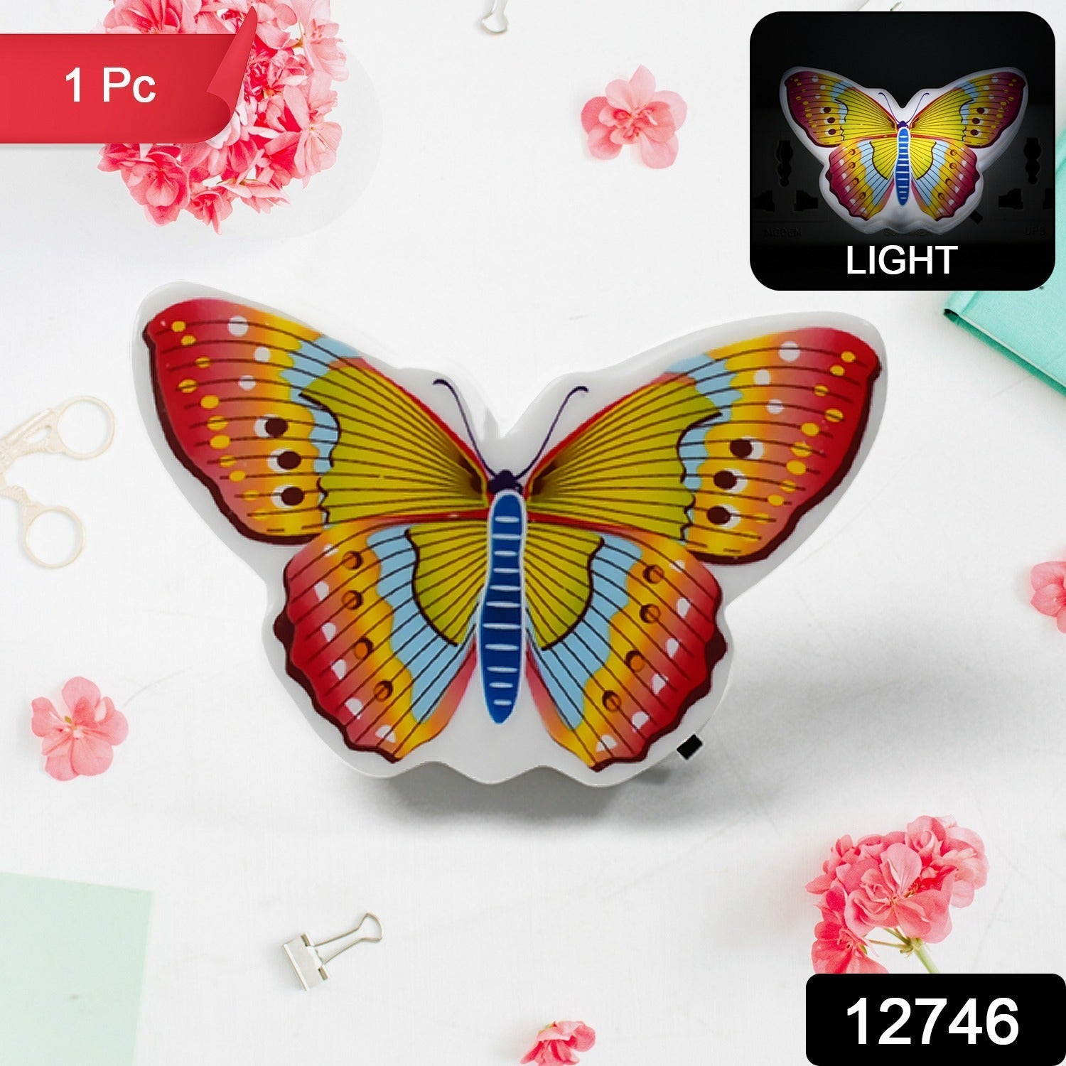 Night Light Comes with 3D Illusion Design Suitable for Drawing Room, Lobby, Ener - 12746_led_butterfly_night_light_1pc