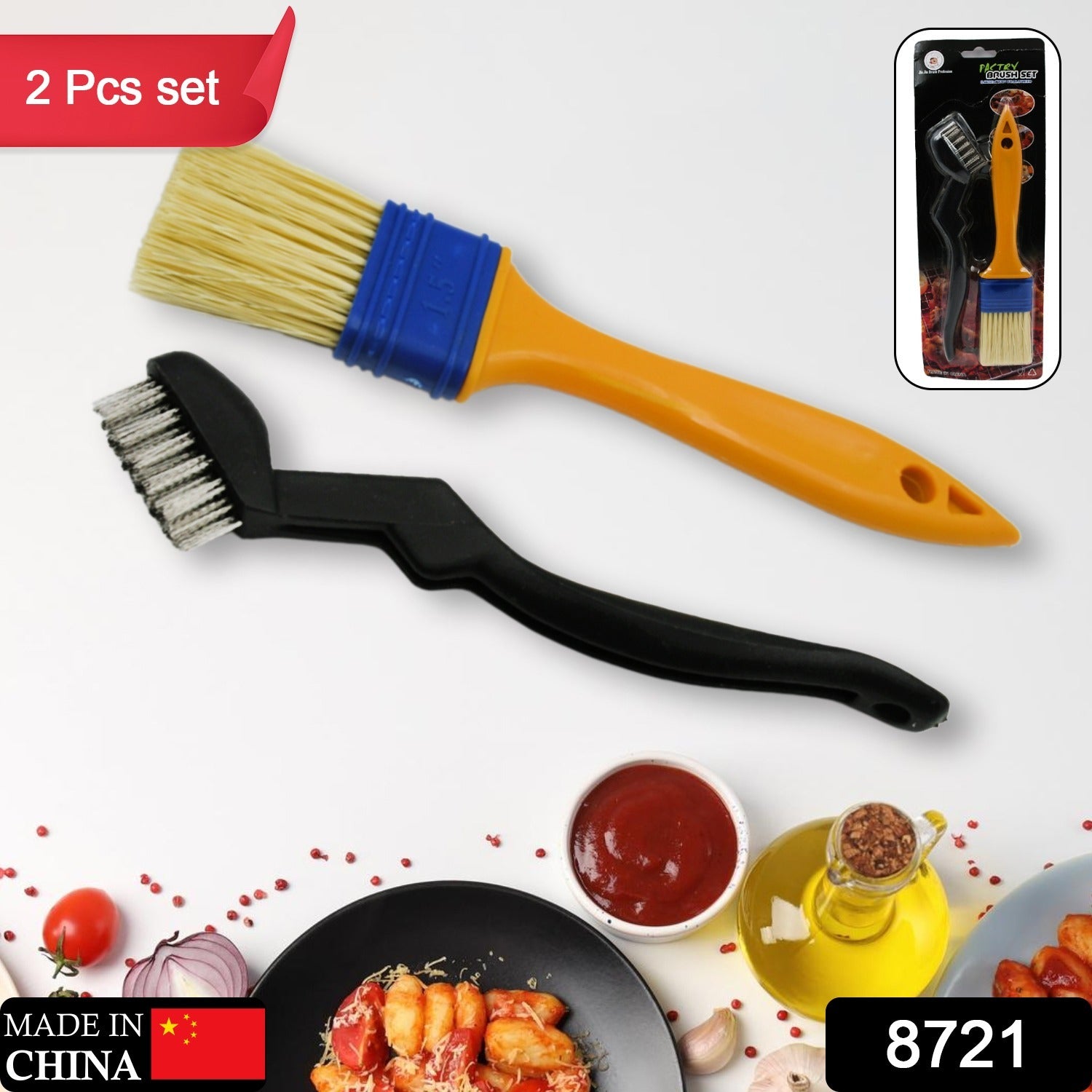 Multifunction Basting Brush for Cooking Pastry Brush Baking Food Butter Brush Du - 8721_multi_basting_brush_2pc