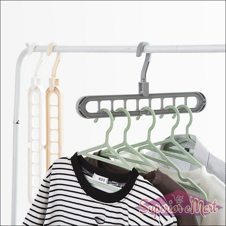 9 Hole Plastic Hanger Hanging hook Indoor Wardrobe Clothes Organization Storage Balcony Windowsill Suit Racks - Superior eMart