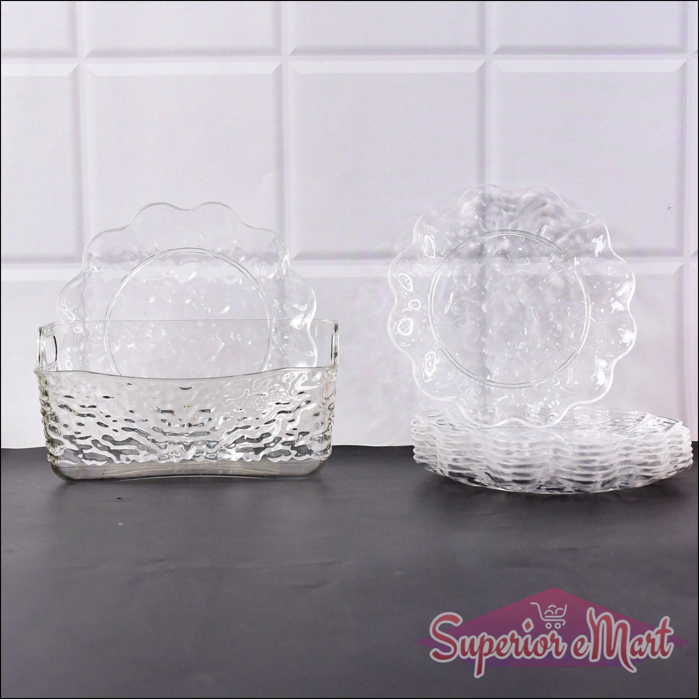 9 in 1 Bowl and Plate Set - Clear Glass - Superior eMart