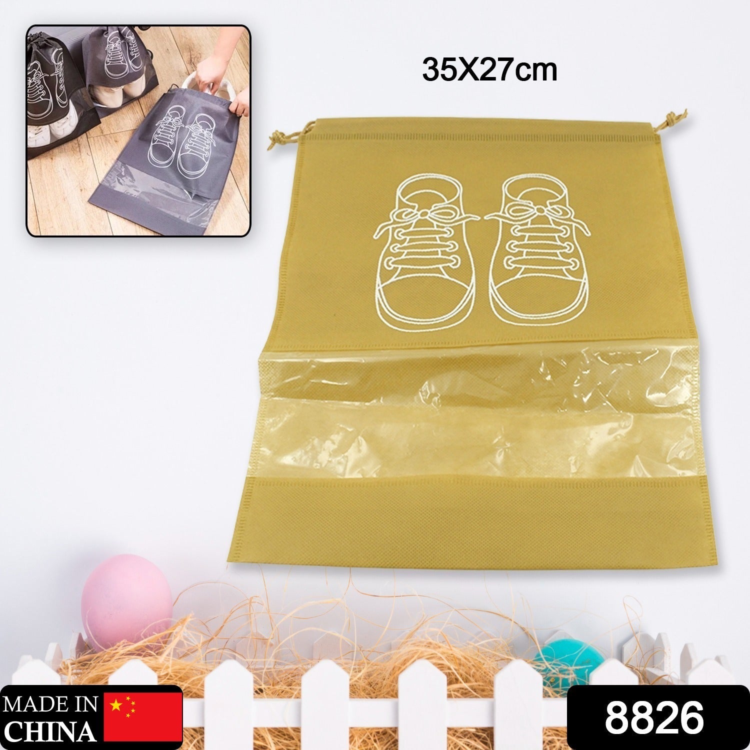 Beach Bag Shoes Storage Bag Closet Organizer Non-woven Travel Portable Bag Water - 8827_medium_shoe_bag_44x32cm