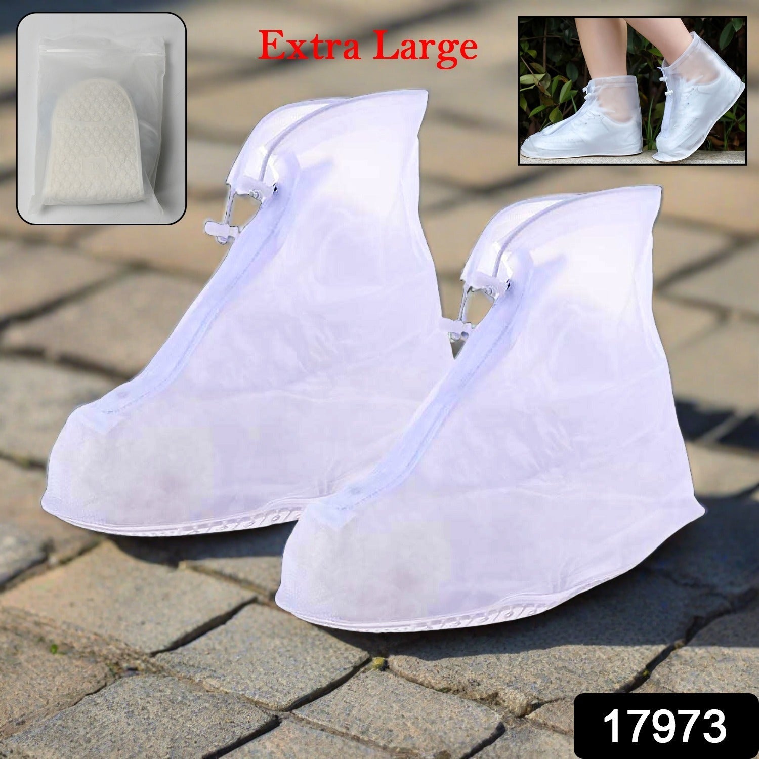 Plastic Shoes Cover Reusable Anti-Slip Boots Zippered Overshoes Covers Transpare - 17973_extra_large_rain_shoe_cover