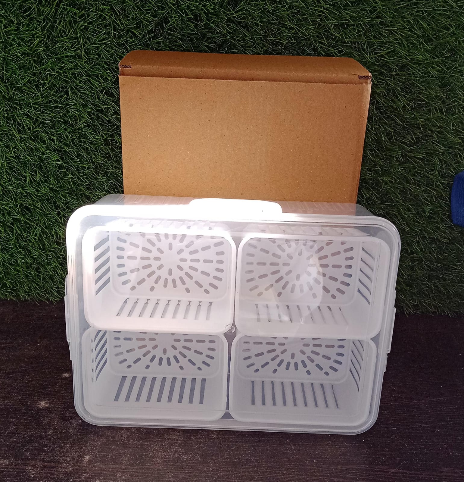 Fridge Storage Boxes Freezer Storage Containers, Container for Kitchen Storage S - 5598_6grid_storage_container_color_box