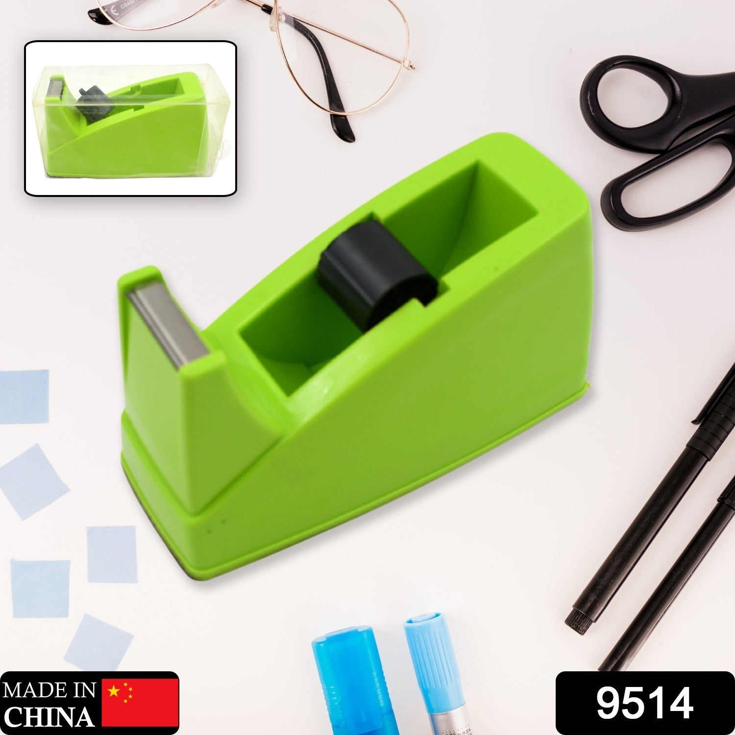 Plastic Tape Dispenser Cutter for Home Office use, Tape Dispenser for Stationary - 9514_plastic_tape_dispenser_no9