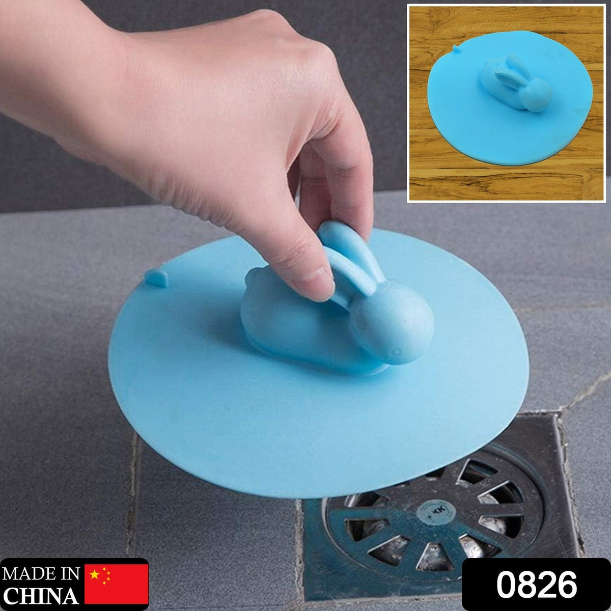 Drain Cover, Water Stopper, Tank Stopper, Rabbit Silicone, Odor Resistant, Drain - 0826_silicone_drain_cover_1pc