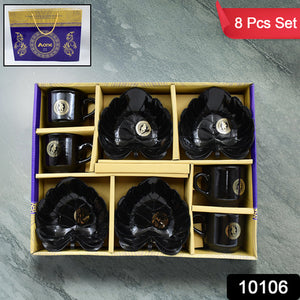 A One Ceramic Tea  Cups  Mug Set With Leaf Shape Serving Bowl (8 Pcs Set).