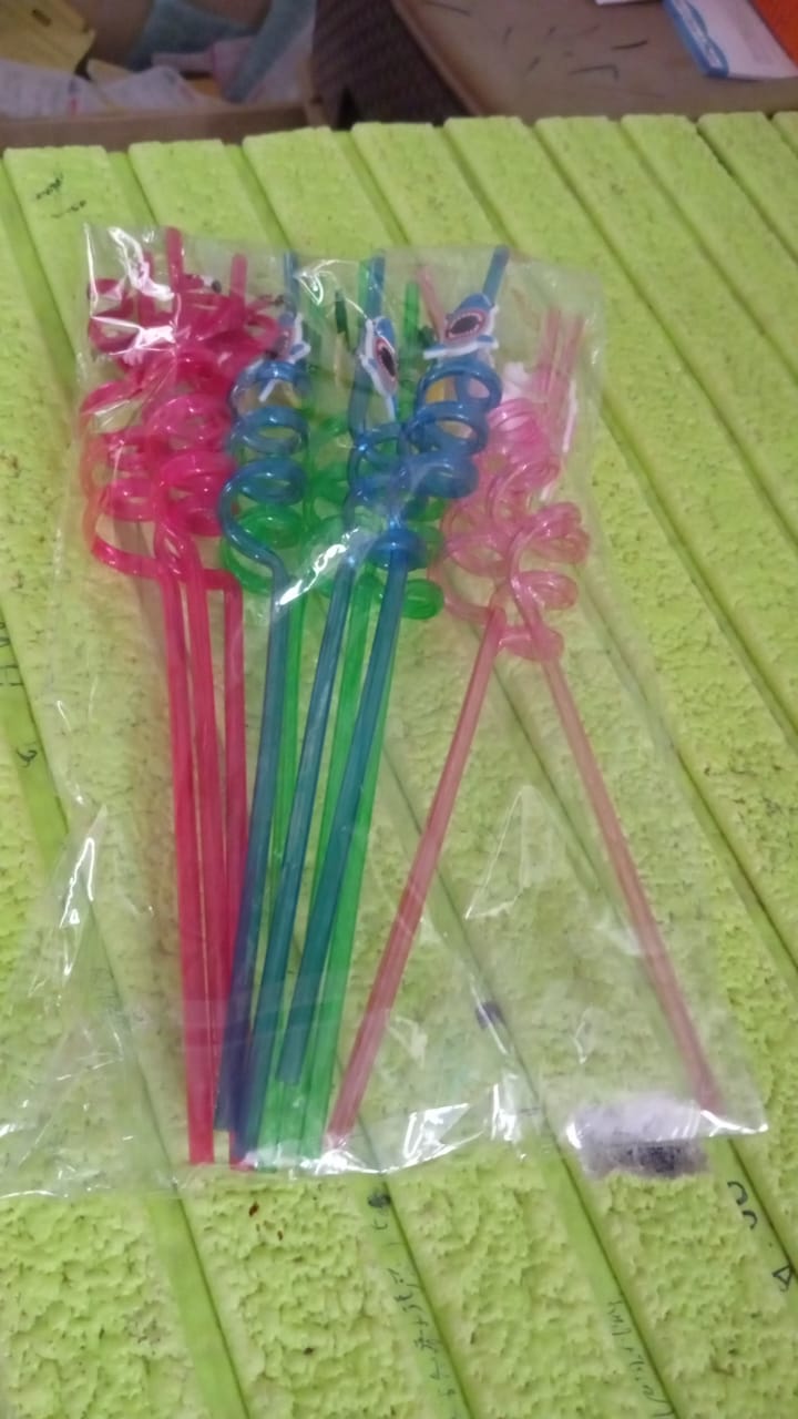 Reusable Plastic Straws (12 pcs Set / Mix Design) - 12027_plastic_drinking_straw_12pc