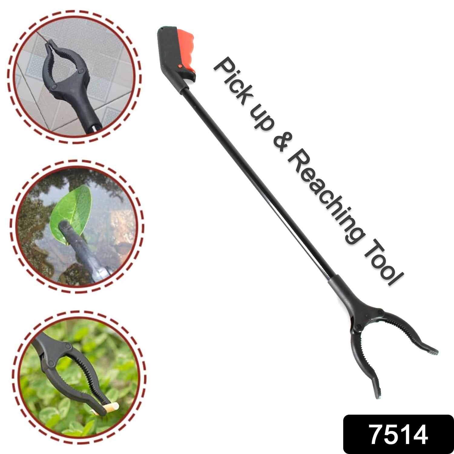 Extra Long Pickup Aid Trash Picker Upper, Rotating Hand, Heavy Duty Grip Arm - R - 7514_garbage_pick_up_tool