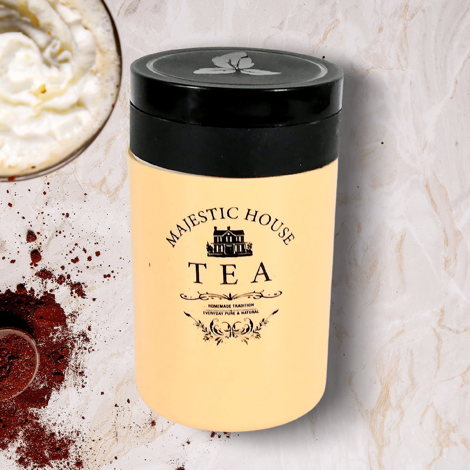 Tea Sugar Coffee Container, Plastic Damru Shaped Tea, Coffee, Sugar Canisters Jar, New Airtight Food Seal Containers for Salt, Dry Fruit, Grocery 2 Section (800 ML Approx)