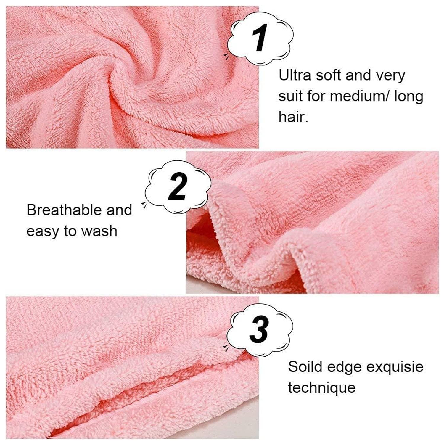 Microfiber Hair Wrap Towel Cap (1 Pc  63x23 Cm   Mix Color) - Superior eMart