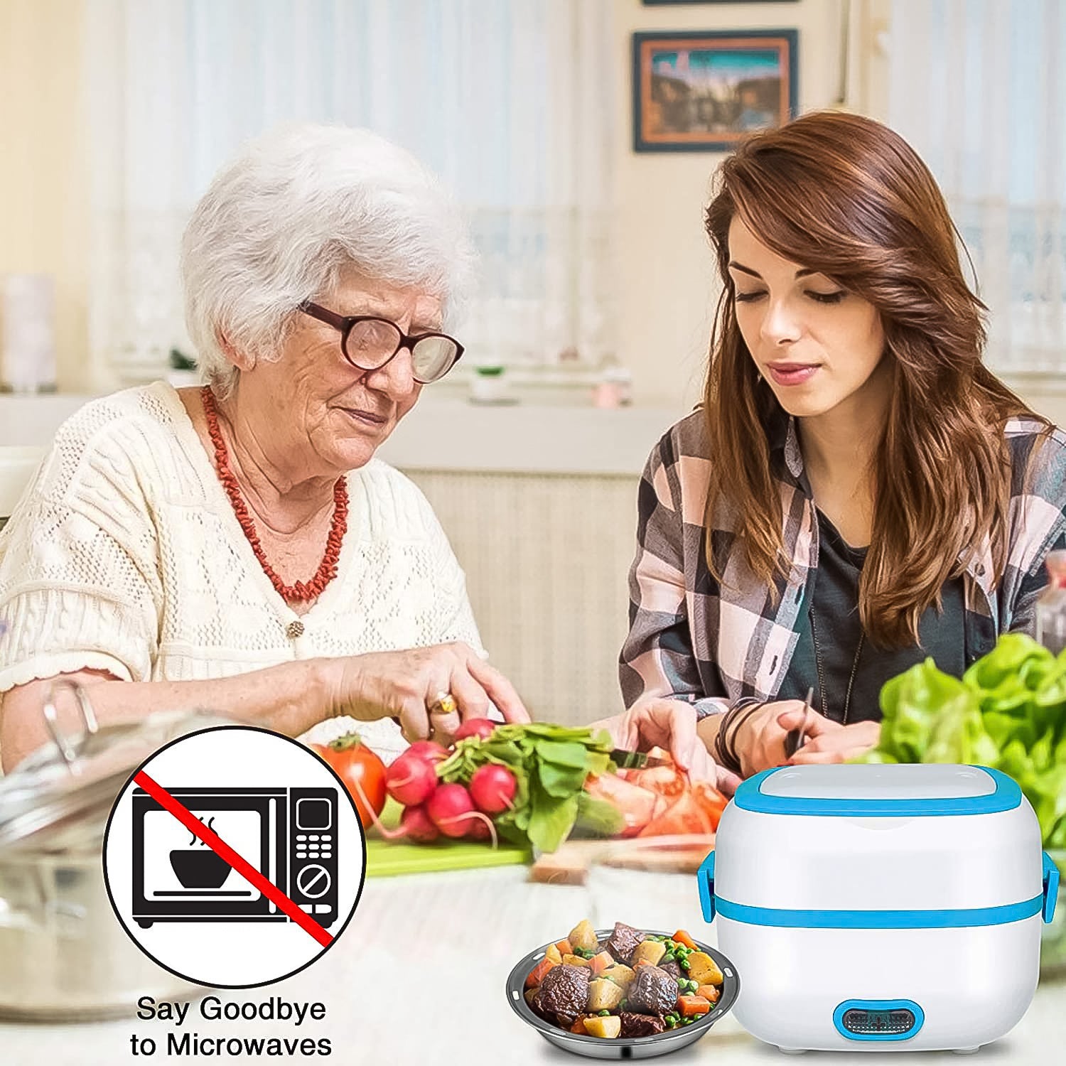 3 In 1 Electric Lunch Box | Food Heater | Cooker | Steamer With Stainless Steel Bowls (1 Set)
