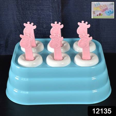 6 Cavity Popsicle Molds Plastic Giraffe Shape Ice Moulds (1 Pc) - Superior eMart