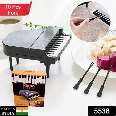 Creative Piano Fruit Forks Set / Food Sticks For Dessert / Fruit Snack Picking Kitchen Dining Tools (10 Pc Set)