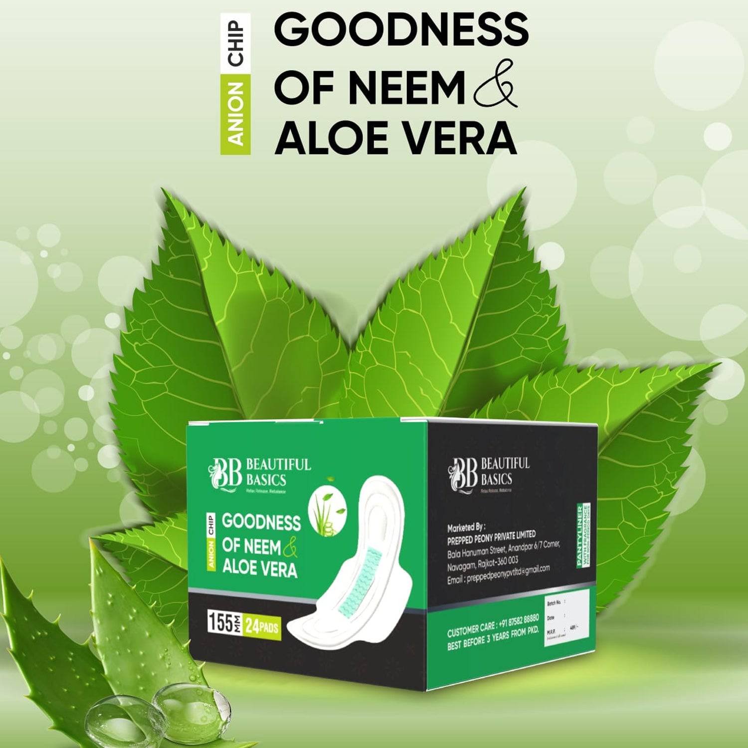 0984 Sanitary Pads For Women With Goodness Of Neem  Aloe Vera  Ultra Thin  Leakage Protection  Ph Balance  With Antibacterial Anion Chip  (155 Mm  24 Pads) - Superior eMart