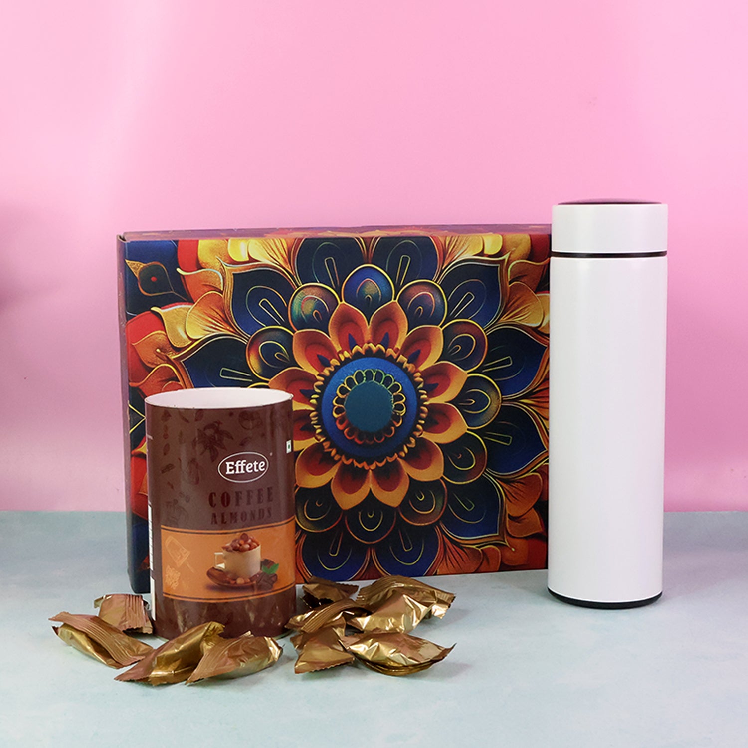 Stainless Steel Bottle, [Coffee] Almonds Chocolate – Festive Gift Hamper Box