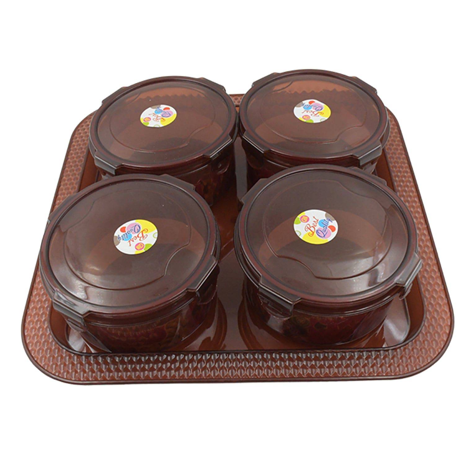 3646 Elegance Tray Plastic Airtight 4 Pieces Storage Container And 1 Piece Serving Tray With Lids - Superior eMart