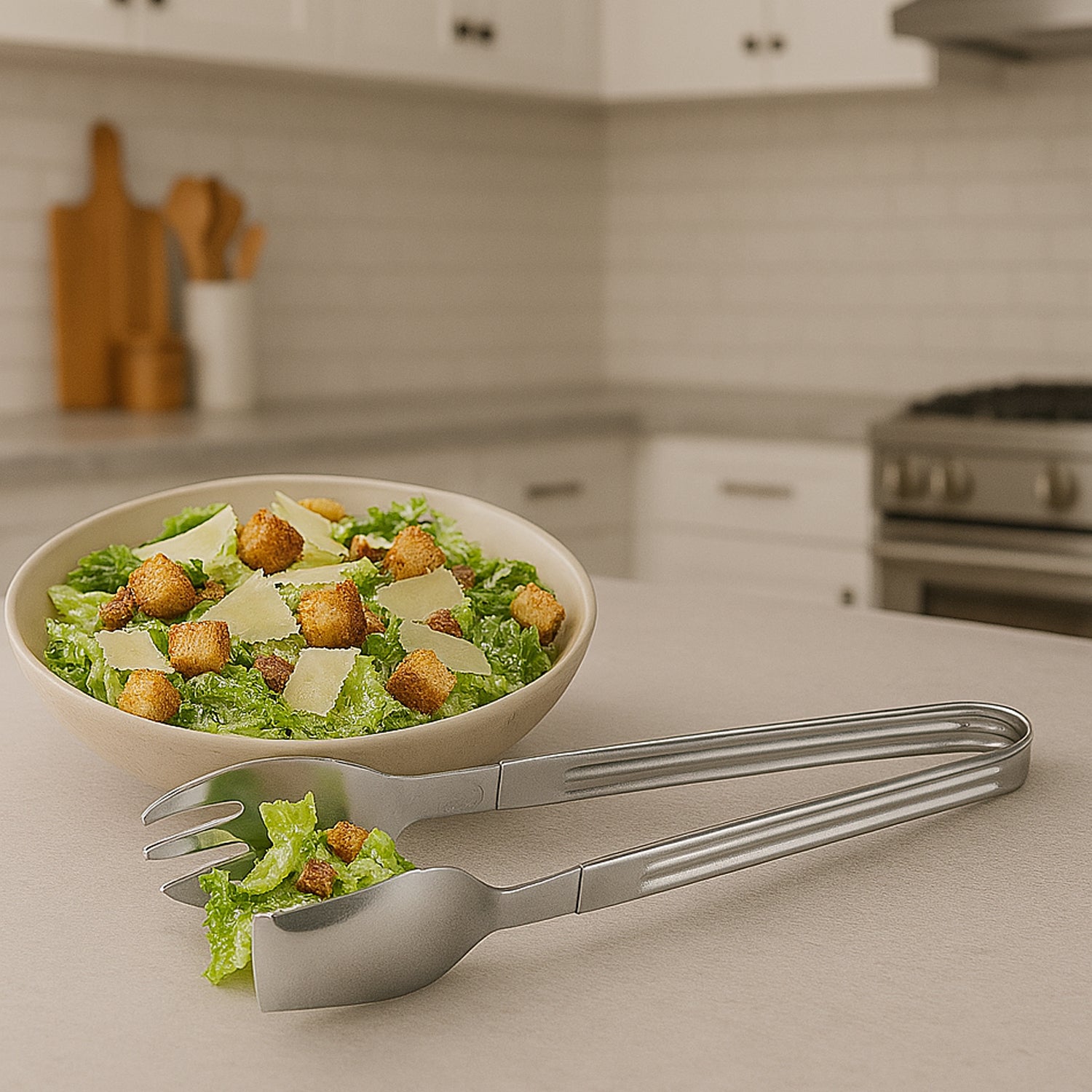 Multipurpose 2-in-1 Stainless Steel Pasta, Salad Serving Tong (1 Pc)