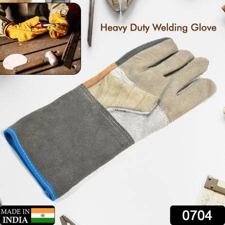 0704 Industrial Heavy Duty Welding Leather Glove With Inner Lining Heat And Abrasion Resistance Glove (1 Pc ) - Superior eMart